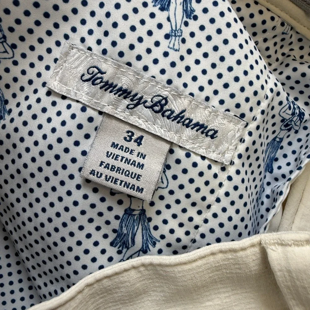Tommy Bahama Chip Shot Golf Shorts Mens 34 Cream Performance Ripstop Chino